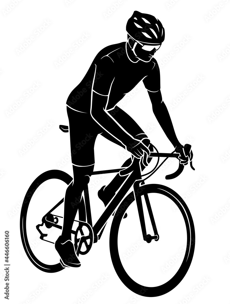 Fototapeta premium Cyclist Ride Uphill, Male Sport Silhouette
