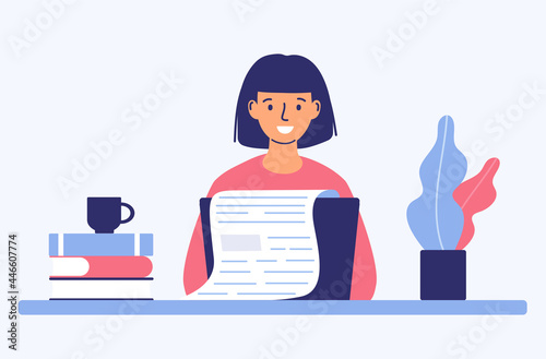 The concept of a copywriter creating a blog. The idea of writing texts, creativity and promotion, remote work. Freelance work. Text post on the Internet.