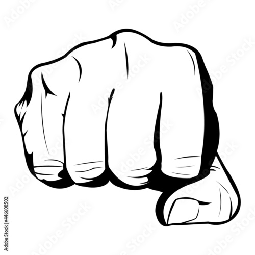 Simple Black and White Illustration of a Hand Fist