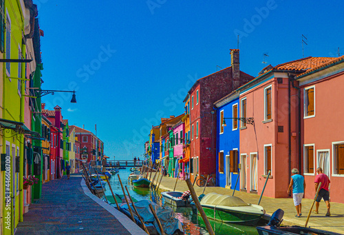 colorful burano island venice italy