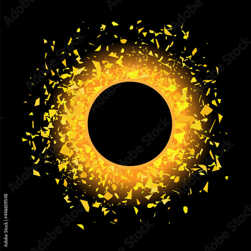 Total Solar Eclipse on Black Background. Abstract Light Effect. Space Landscape