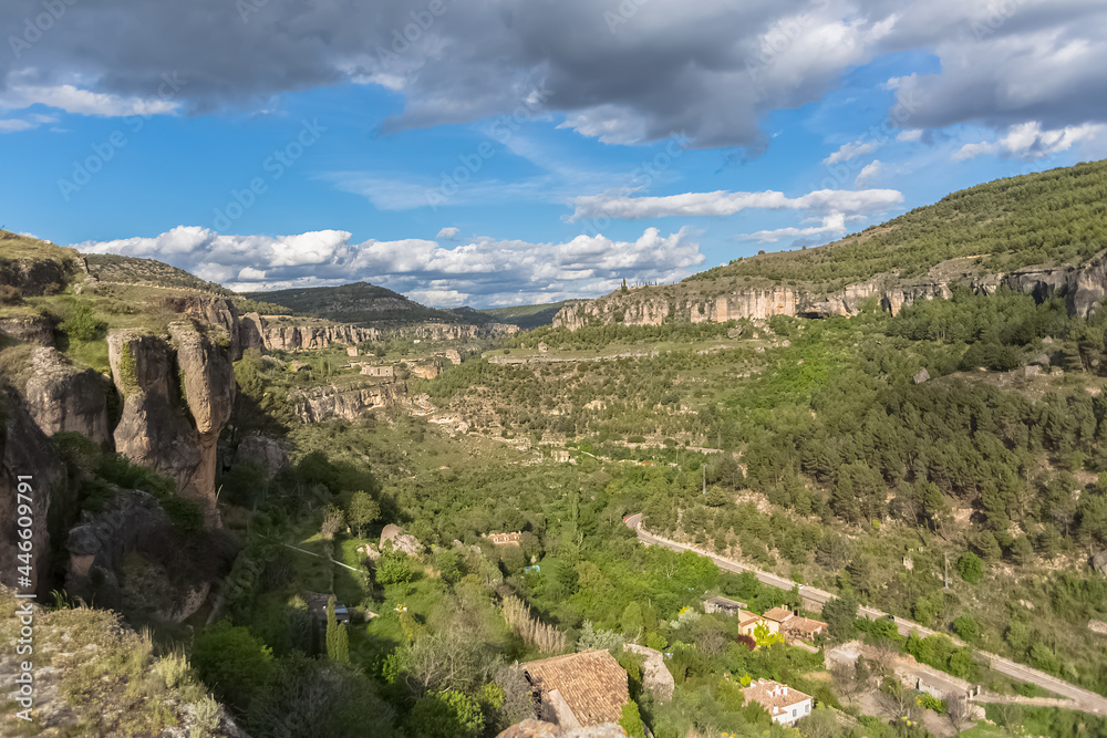 Majestic view at the Enchanted City in Cuenca, a natural geological landscape site in Cuenca city, Spain
