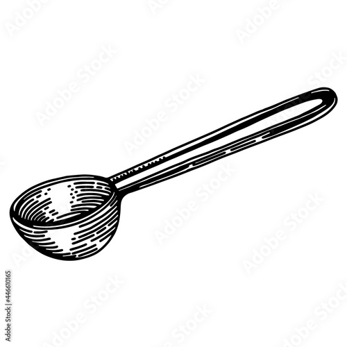 measuring spoon for coffee, vector sketch drawing, isolated on a white background