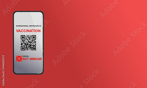 QR code on a smartphone without vaccination mark. 