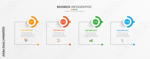 Business infographic design template with 4 options, steps or processes. Can be used for workflow layout, diagram, annual report, web design photo
