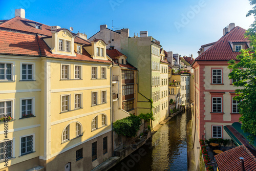 View to Chertovka River In Prague at early summer morning