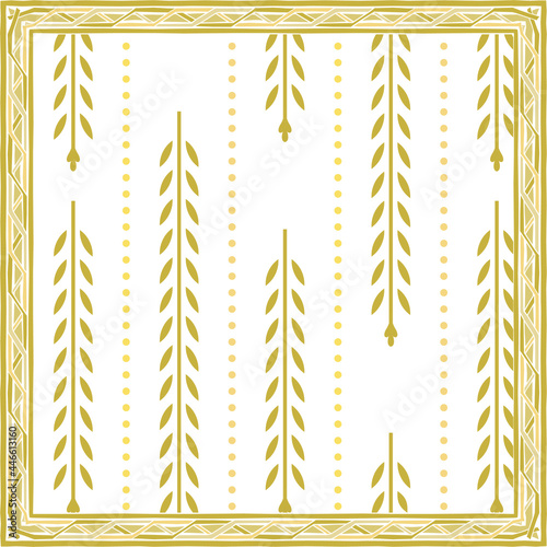  scarf pattern design on red. Geometric ornament with frame, border. Bandanna, shawl, scarf, tablecloth design for textile fabric print 