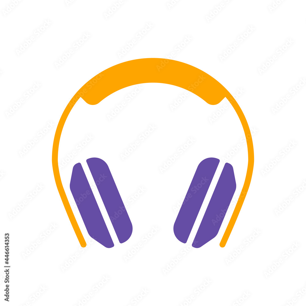 Over-ear headphones vector isolated flat glyph icon Over-ear headphones vector isolated flat glyph icon