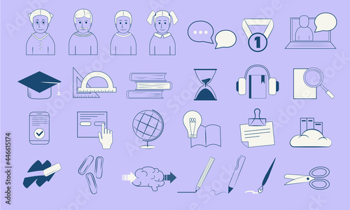 Set of education icons. Back to the school icon set. Thin line icons set. Simple vector icons