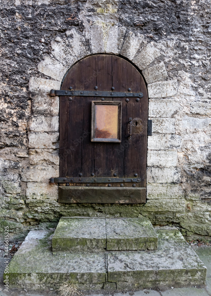 Wooden door in the building Wooden door in the building