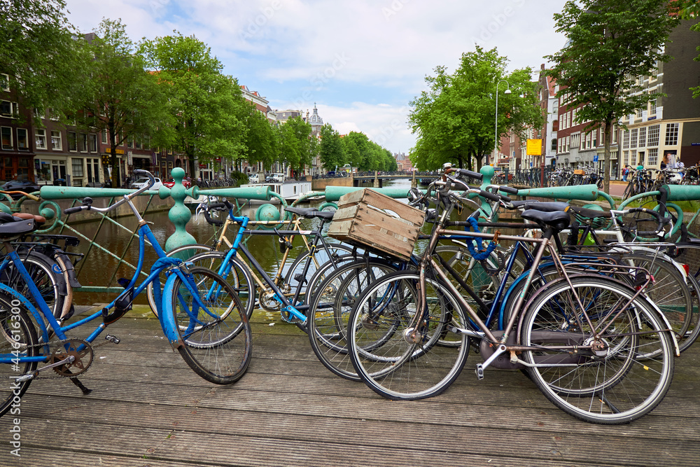 Bicycles in the street, 07-07-2021, Amsterdam, Holland