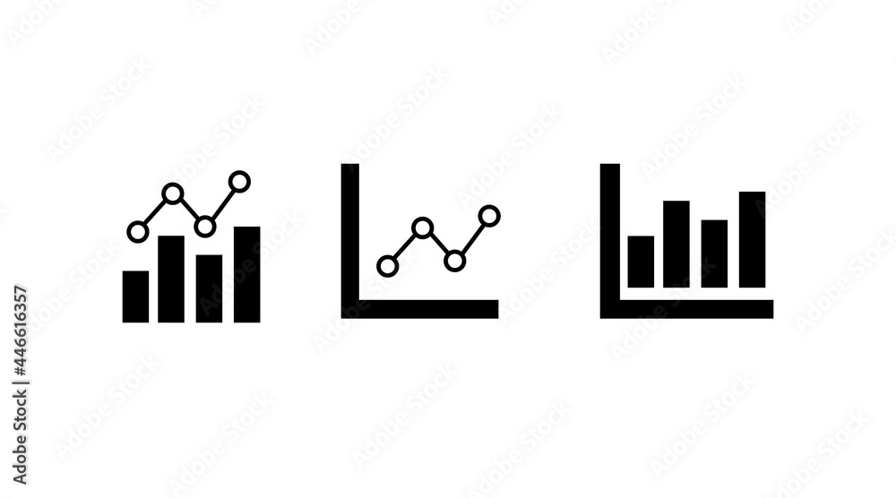 Graph Icon Set. Vector isolated black and white editable set of graph and bars illustrations Graph Icon Set. Vector isolated black and white editable set of graph and bars illustrations
