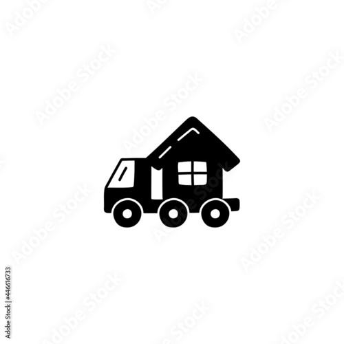 house, moving house relocation icon  in solid black flat shape glyph icon, isolated on white background  © fahmi