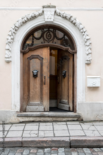 Wooden door in the building © Aleksandr