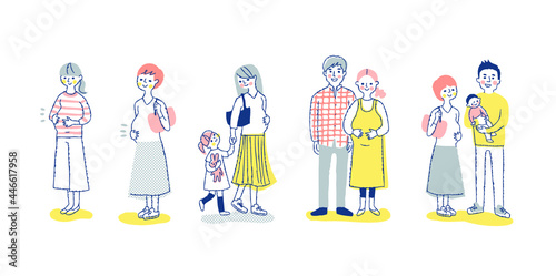複数の妊婦　全身　セット