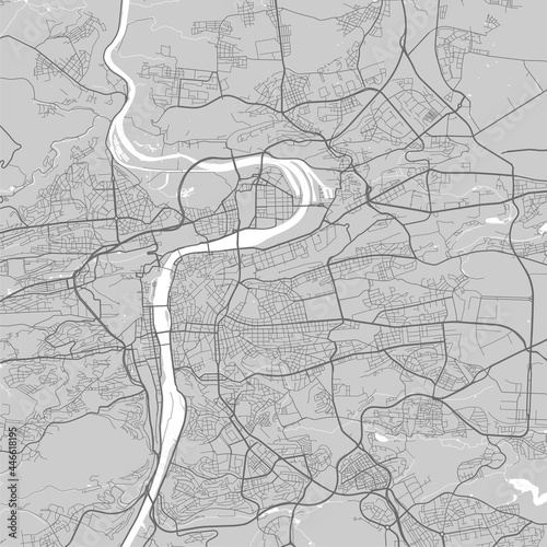 Urban city map of Prague. Vector poster. Black grayscale street map.