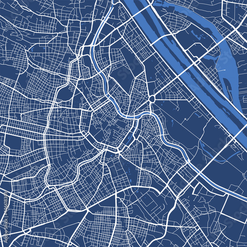 Detailed map poster of Vienna city, linear print map. Cityscape urban panorama.