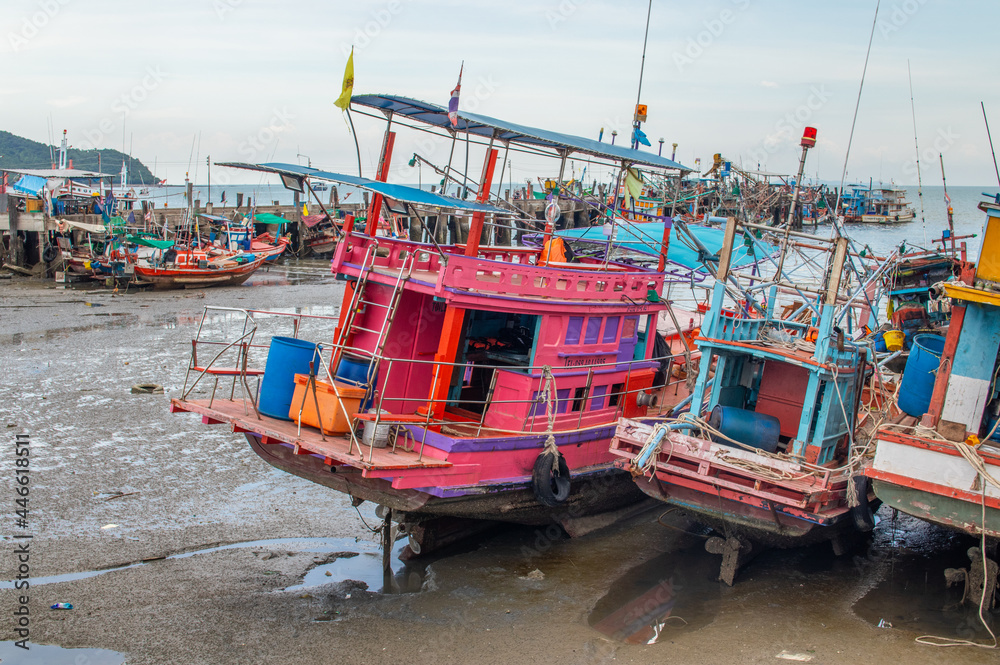 fishing boats at a Pier in Thailand fishing boats at a Pier in Thailand