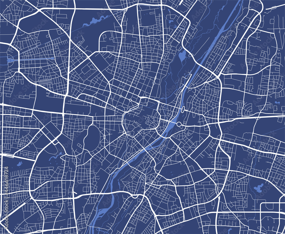 Fototapeta premium Detailed map poster of Munich city, linear print map. Cityscape urban panorama.