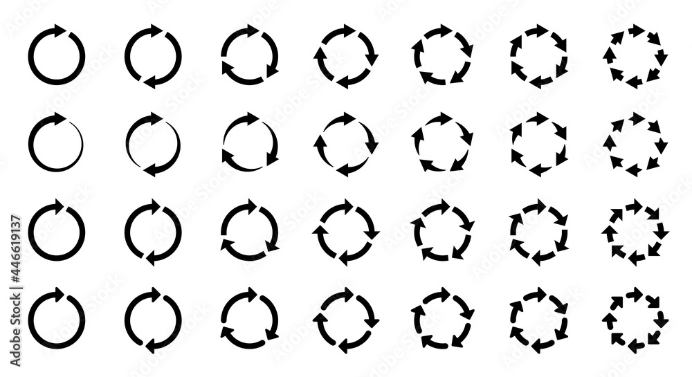 Arrows icons set. The symbol of repetition, reloading along the trajectory of round shapes. Vector elements Arrows icons set. The symbol of repetition, reloading along the trajectory of round shapes. Vector elements