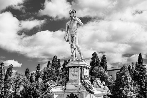 Copy of the statue of David by Michelangelo Buonarotti at Piazzale Michelangelo in Florence, Tuscany , Italy