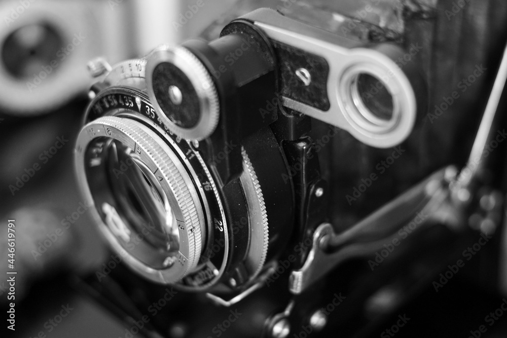 Vintage lens on a rangefinder film camera