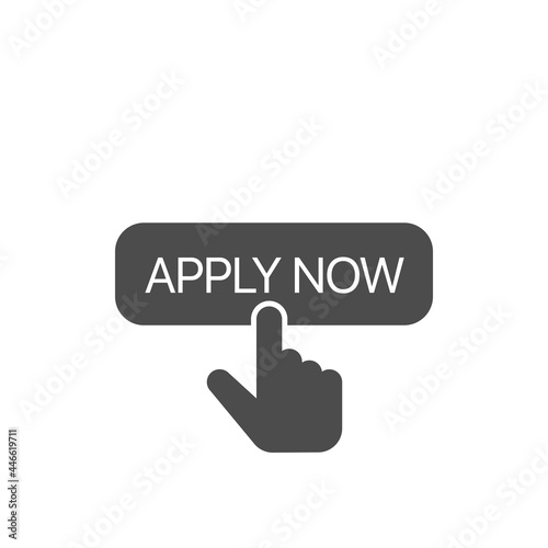 Apply now button with finger cursor icon Click button business concept