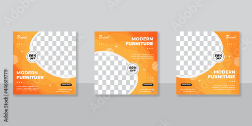Modern furniture promotion square web banner for social media post template. Elegant sale and discount promo backgrounds for digital marketing.