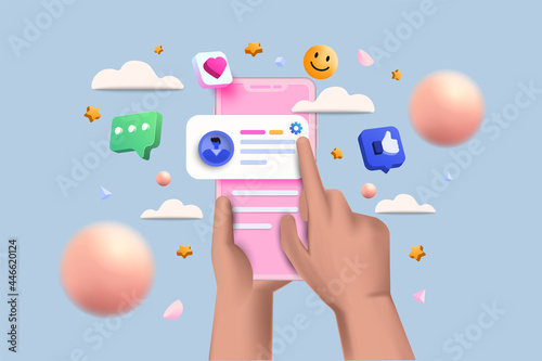 Modern 3d illustration of Social media chatting
