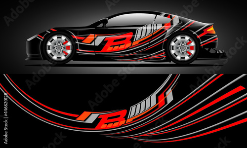 Car sticker or car wrap with natural natural concept with abstract line concept and initial B, can be installed on all