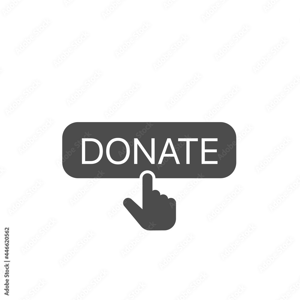 Donate button with finger cursor Flat design Donate button with finger cursor Flat design