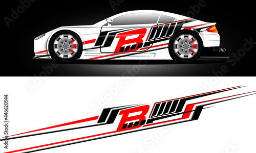 Car sticker or car wrap with natural natural concept with abstract line concept and initial B, can be installed on all