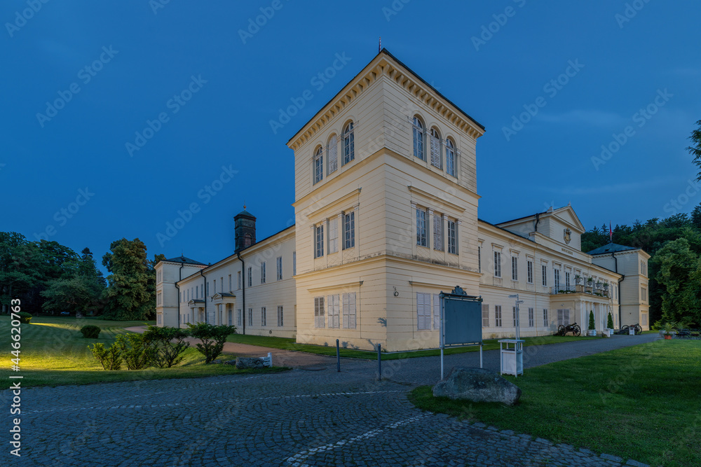 State Castle Kynzvart at night - castle is located near the famous west Bohemian spa town Marianske Lazne (Marienbad) - Czech Republic