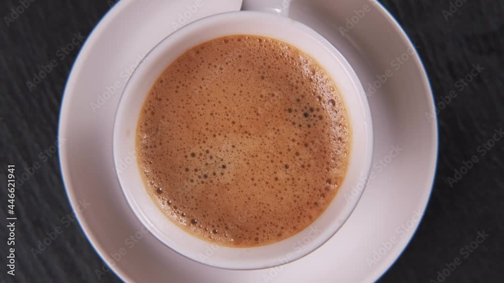 Top view of coffee rotates. 4k. Top view of coffee rotates. 4k.