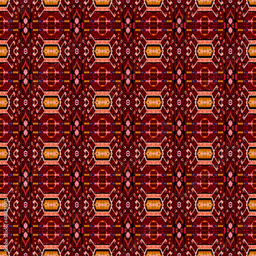 Colorful seamless portuguese ethnic tiles azulejos Ikat spanish tile pattern Italian majolica Mexican puebla talavera Moroccan,Turkish floor tiles Ethnic tile design Tiled texture for flooring. photo