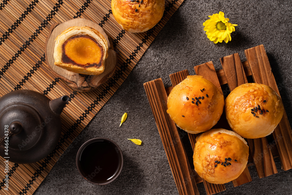 Moon cake yolk pastry for Mid-Autumn Festival holiday.