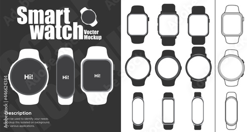 Smart watch mockup vector isolated on background.