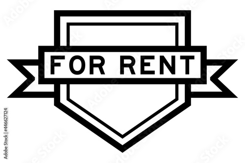Vintage pentagon label banner with word for rent in black color on white background