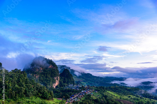 Morning mist Viewpoint Phu Pha Mok Baan Jabo  the most favourite place for tourist in Mae Hong Son province Thailand.