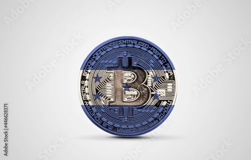Honduras flag on a bitcoin cryptocurrency coin. 3D Rendering