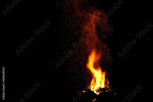 bonfire flame sparks tracks fire