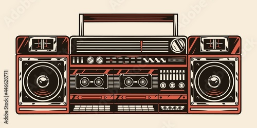 Retro ghetto blaster colorful template