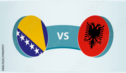 Bosnia and Herzegovina versus Albania, team sports competition concept.
