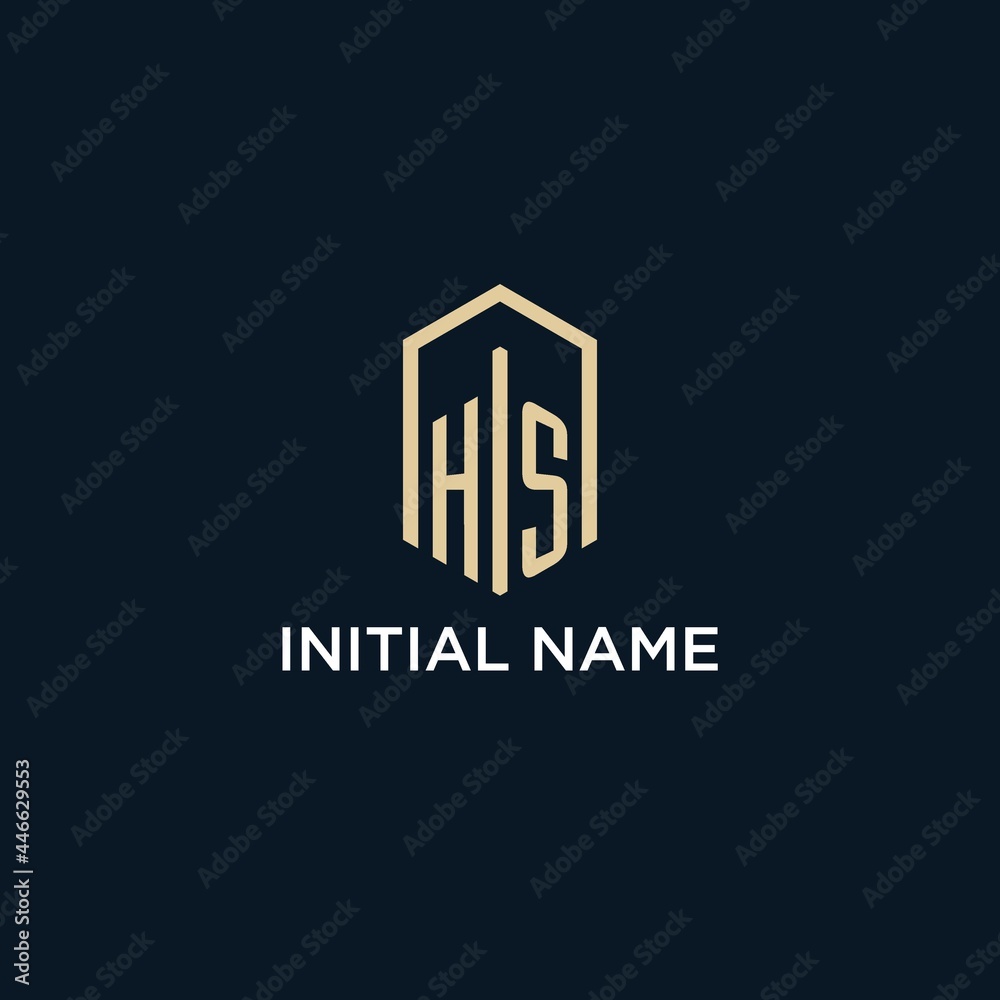 HS initial monogram logo with hexagonal shape style, real estate logo ...