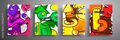 Set of modern abstract covers, minimalistic cover designs. Colorful geometric background, vector illustration. Suitable for interior paintings, posters, covers or banners.