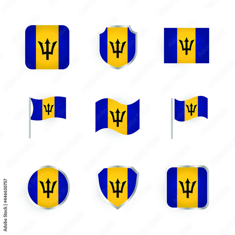 Barbados Flag Icons Set Barbados Flag Icons Set