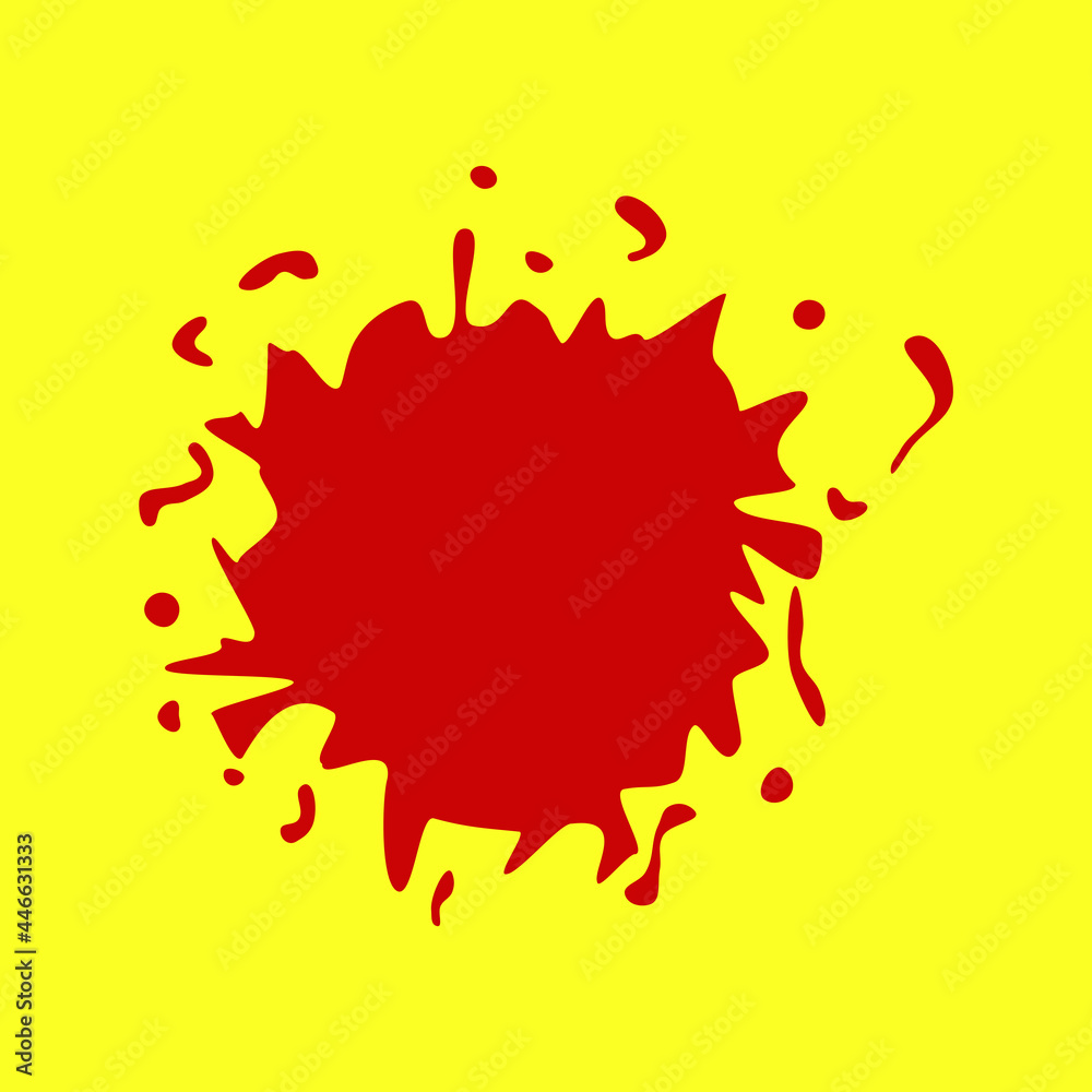Farbklecks in rot auf gelbem Hintergrund Farbklecks in rot auf gelbem Hintergrund
