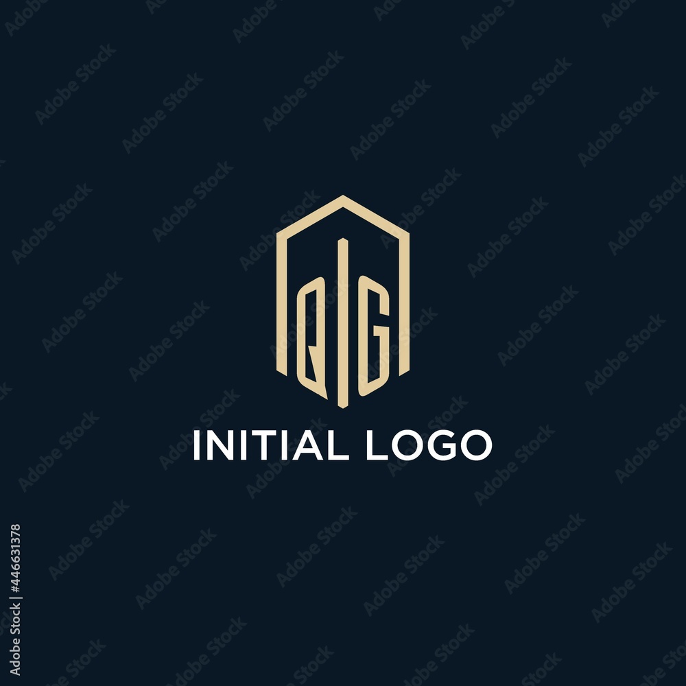 Vecteur Stock QG initial monogram logo with hexagonal shape style, real ...
