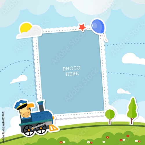 Baby photo frames with cute animals and baby equipments sticker