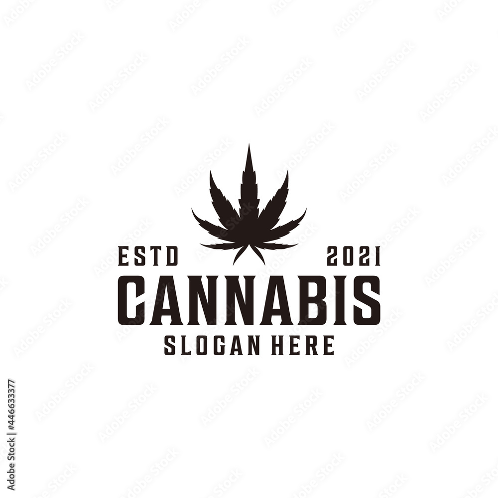 Vintage hipster cannabis nature silhouette logo design